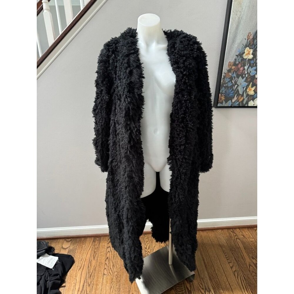 Nwt Flo Atelier Fuzzy Open Front Black Jacket Siz… - image 1